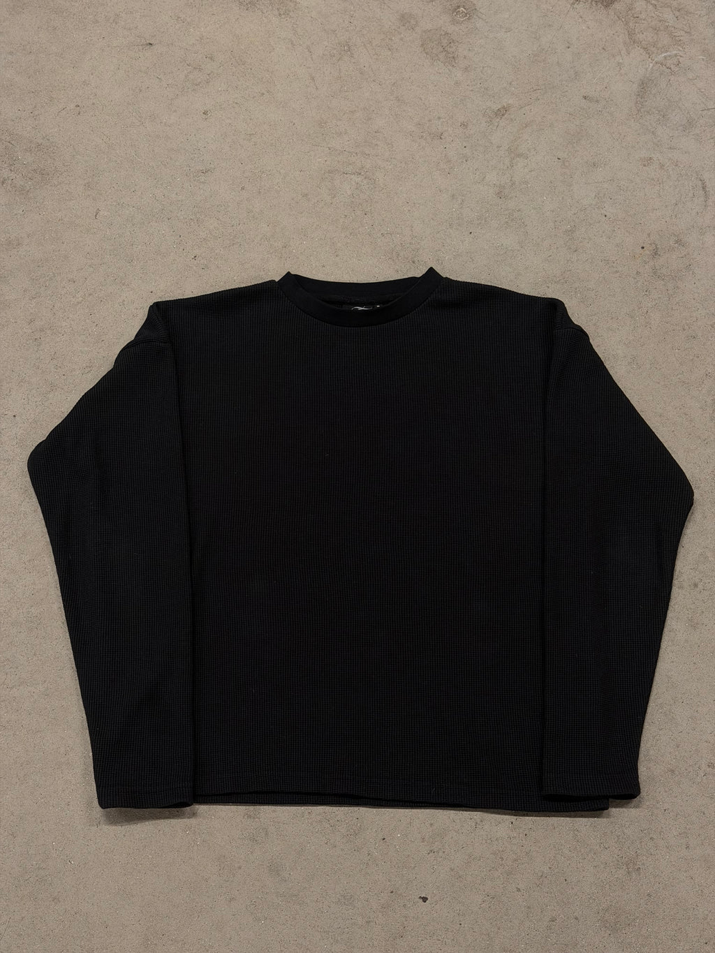 Fleur De Lis Waffle Crew Neck Long Sleeve Top