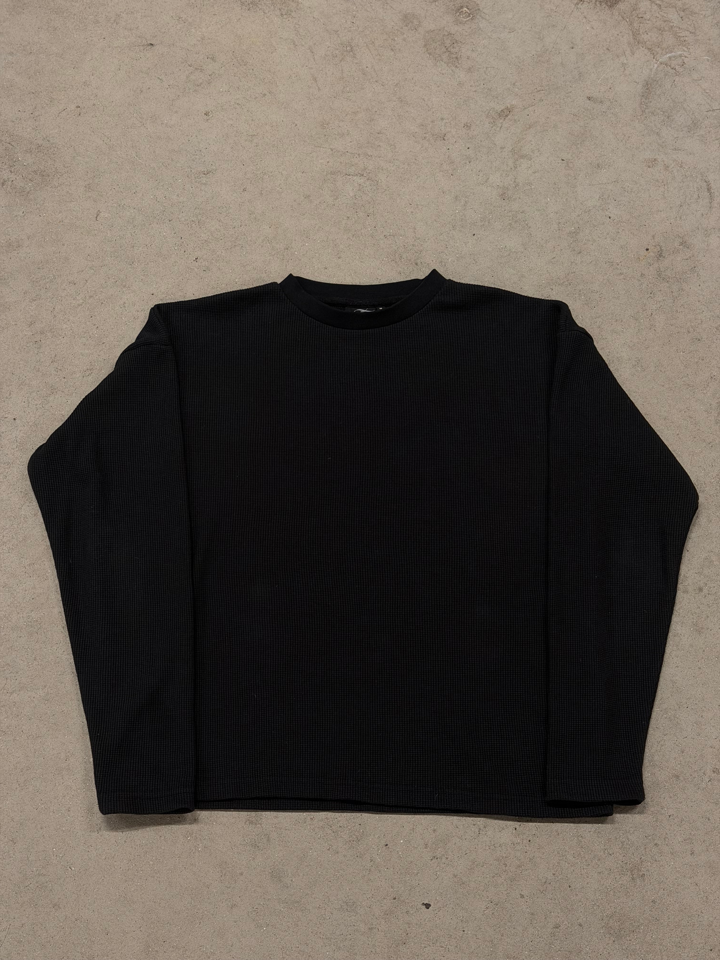 Fleur De Lis Waffle Crew Neck Long Sleeve Top